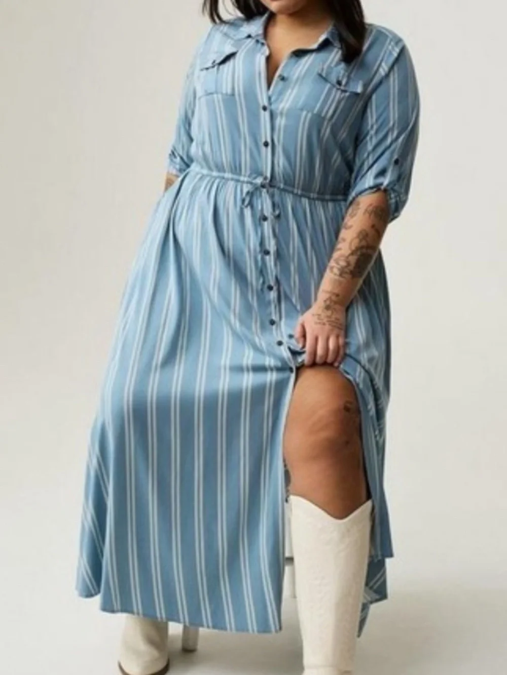torrid Blue and White Striped Maxi  Dress - Picture 1 of 2